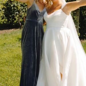 Revelry Blue Grey Velvet Gown (Size 6)